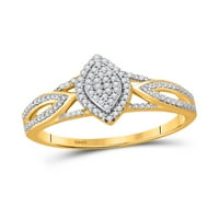 Jewels 10kt Žuto zlato Ženo okruglo Diamond Marquise-Oblik klastera mladenke za vjenčanje za angažman prsten CTTW