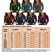 Avamo Womens Casual dugih rukava TOPS TOPS CREW izrez Print Šuplje majice Bluze Fall Modni Rhinestone