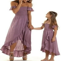 Emmababy mama i ja bez ramena Maxi haljina šifonska haljina s visokim strukom mama kćerklakla odjeća