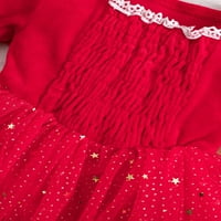 Toddler Baby Girg Božićna odjeća Princeza haljina dugih rukava Velvet Sequins Tulle Tutu haljina s trakom