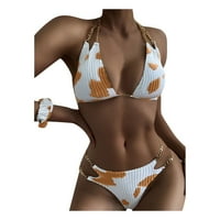 Stipčaći kupaći kostim za žene V-izrez cvjetne krave za ispis bikini set Push-up kupaći kostim kupaći