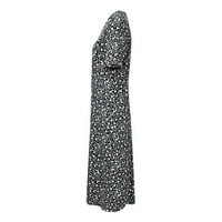 Bacco haljine za žene Žene haljine rukav Print Floral Boho okrugli haljina vrata kratka labava džep