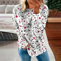 Cleance Trendi Žene vrhovi Ženska modna tiskana labava majica Dugi rukavi Bluza Okrugli vrat Ležerne prilike Duwines
