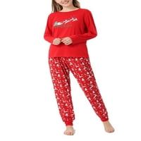 Noćne odjeće, dječje noćne odjeće, dugi rukav O-izrez TOPLES Ispiši crvene jogger pantalone