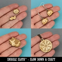 Ručno crtano drvo prstena doodle Wood mini čari oblikuje DIY Craft nakit - sa rupom