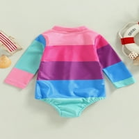 Qinghua Toddler Baby Girl dugi rukav Rainbow kupaći kostim Jedan zipper Rashguard kupaći kostimi kupaći