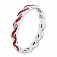 Sterling srebrne boje izrazit crveni emajl pletenica veličine 5