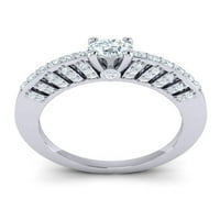 Natural 1CT okrugli rez Diamond Prong ženski akcentni modernski zaručni prsten od 18K zlata H si2