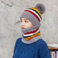 Holloyiver Women zimske boje podudaranje toplim uhom za zaštitu od dva komada pletenog šešira