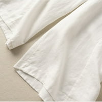 Ženska svakodnevna pamučna posteljina kapris džepne široke vučne vučne vune pidžame hlače Čvrsto labave