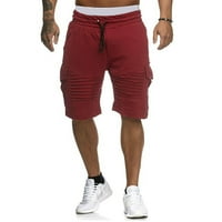 Joga kratke hlače Muške kratke hlače Muška čipka od čipke čvrstog boja Fitness Sport Pet-bodova kratke hlače opušteno fit biciklistički kratke hlače crveno čišćenje