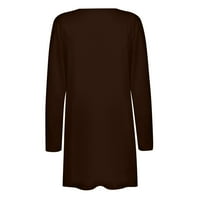 Vrhovi za ženske ženske boje dugih rukava casual bluza s džepom i gumbom Cardigan Brown XXL