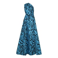 Proljetne haljine za žene jedno rame haljina visokog splitskog tiskanog koktela vjenčanog gosta Maxi haljine plavi xl