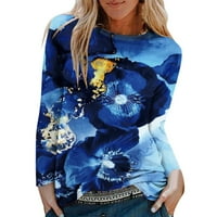 Viadha dukserica za žene casual okrugli vrat pulover s dugim rukavima od tiskanih rukava prevelike majice