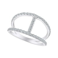 0. Carat okrugli rez bijeli prirodni dijamantski modni godišnjica vjenčani prsten za vezanje u 14K bijeloj zlatni prsten veličine-10,5