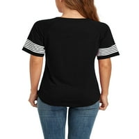 Cindysus Women majica Majica kratkih rukava Crew Neck Ljetni vrhovi Labavi odmor Striped Pulover Black XL