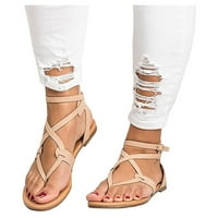 Puntoco Womens Sandals Cleance, čipke Flip ravne sandale gležnjače za prsten za gležnjeve velike veličine cipele