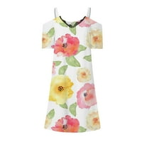 Ljetne haljine za žensku modnu halter kratke rukave cvjetne sunčeve haljine iznad koljena čipke ženske