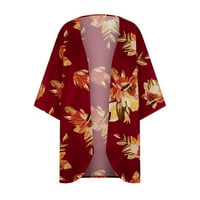 Homenesgenics Womens Plus Veličina $ $ ženski cvjetni print Puff rukav kimono kardigan labav šifon pokriti