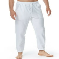 Prednjeg swwalk muške hlače na plaži Čvrsta boja pantalone za vuču muške lagane dno elastične struine bijele s