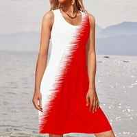 Ljetne haljine za žene Crewneck Boja bloka bez rukava sa rukavima pluća na plaži savremene haljine