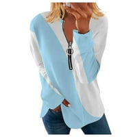 Bluze za žene modni casual okrugli vrat duhovi i nepravilni prugasti geometrijski ispisani bluza s dugim