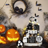 Set ukrasa za halloween Tired ladice Halloween Drveni znakovi za Halloween Home i uredski dekor Halloween