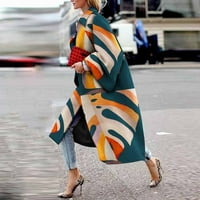Tking Fashion Fashion Women Ispisane džepne jakne Outerwer Cardigan Overcoat dugačak kaput za rovove