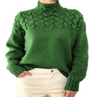 Gureui ženske labave pletene majice, visoki vrat dugih rukava u boji kabela u boji, ležerna jesen zima topli džemper modna pletiva