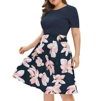 Sandresses for Women Plus veličina Ženski cvijet Print plus veličina midi line haljine mini haljine 2xl