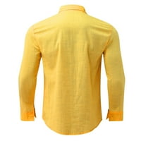 Žute košulje za muškarce muške povremene čvrste pamučne košulje s dugim rukavima s dugim rukavima smalna