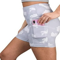 High Squik Tummy Control Yoga Hlače Kamuflaža za žene sa džepovima za telefone Trouteri PETite vježbanje