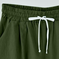 TUPHREGYOW ženske pamučne kratke hlače za vuču za vuču visokog struka Kratke hlače Elastična slobodno vrijeme Comfy kratke hlače Brzo suho vježba Dužina koljena kratke hlače sa džepovima Print Army Green XL