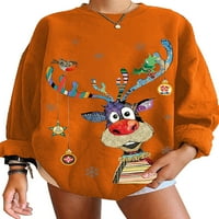 Grianlook božićne posude za vezer za junior djevojke Zimske puloverske košulje žene dugih rukava Top košulja narančasta s