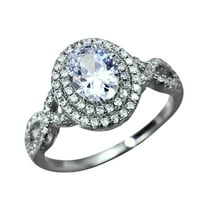 Hanxiulin srebrni veliki okrugli oblik puni dijamantni prsten dijamantski okrugli prsten za rinestone Elegantne geometrije Rhinestone prsten punim dijamantskim prstenovima za žene veličine 10