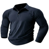 Colisha muns bluza dugi rukav polo majica s dugim rukavima niz vrhove redovnog fit sporta rever retc majica kraljevska plava l