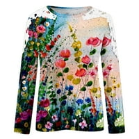 Ženska plus veličina tanka elegantna raglan pulover teen djevojke cvjetne grafičke vrhove odjeću dugih