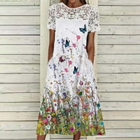 Ženske haljine Efsteba Ležerne prilike za obrnute plažu Plus size cvjetna haljina za print Crewneck