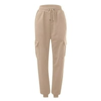 NJSHNMN Petite Loungewwear pantalone sa džepovima Žene Jogger, Khaki, XL