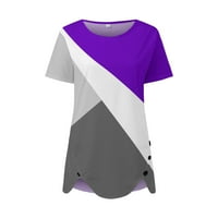 Zunfeo T majice za žene - pulover vrhovi tiskani vrat posade svježe odabrani modni vrhovi kratkih rukava labavi ležerne vrhove novi dolasci majica Purple s