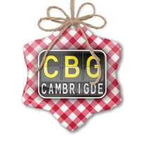 Božićni ukras CBG Zračna luka za Cambrigde Red Plaid Neonblond