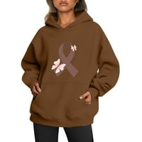 Zyekqe Plus Veličine Dukseri za žene s kapuljačnim puloverm za zaštitu vrpce za dojke
