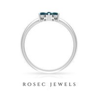 Jewels Rosec CT London Blue Topaz cvjetni prsten za klaster za žene u zlatu, srebrna u srebru, US 9,50