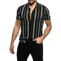 Muškarci Striped Top majice spuštaju majicu s kratkim rukavima Casual Rever Cardigan Majica Modna majica
