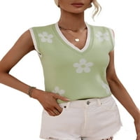 Luxplum ženske ljetne majice cvjetni print majica bez rukava od rukava na vrhu pletena tunika bluza