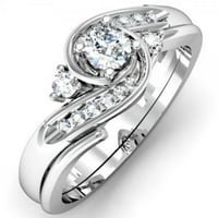 DazzlingRock kolekcija 0. Carat 10k okrugli dijamant Dame Bridal Swirl Angažman prsten CT, bijelo zlato, veličine 7
