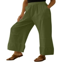 Voguele žene Palazzo pant na sredini struka hlače sa solidnim bojama dnevno habanje dna vrećice pantalone marelica 3xl
