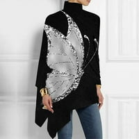 Cara Lady Fashion Women Jesen i zimski tiskani pulover dugih rukava Ležerne prilike srebrni XL