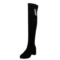 SNGXGN ženska peta platform okruglica visokih čizama duge čizme Calf visoke ženske cipele visoke cipele, crna, veličina 40