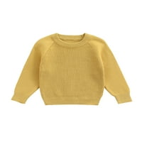 Kiapeise Jednostavan devojčici džemper, dugih rukava okrugli vrat Čvrsta boja tkani džemper za proljeće